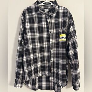 Hello My Name Is Black and White Flannel